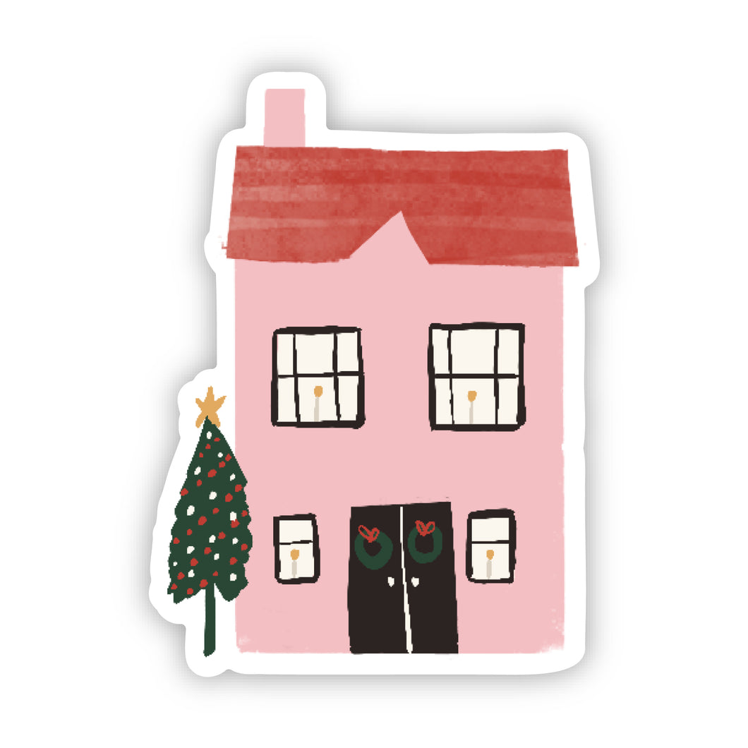 Sticker Christmas House Pink