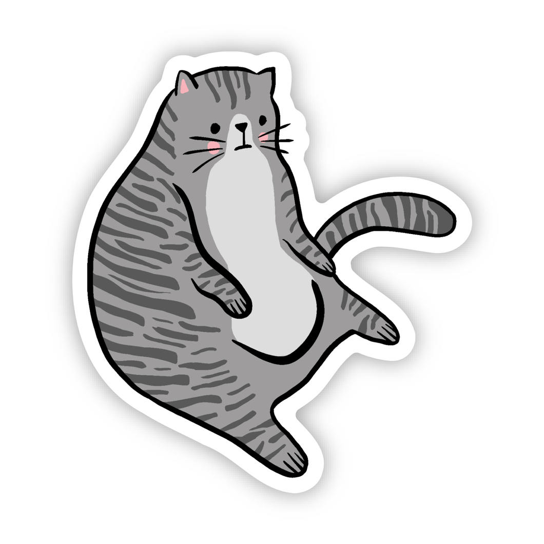 Sticker Fat Cat Grey Tabby